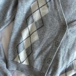 Brandy Melville Grey and white argyle cropped long sleeve cardigan size XS Photo 2