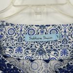 Solitaire  Swim Cover Up Tunic Boho Blue Embroidered Beaded Tassels Size M Photo 9