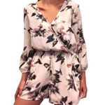 One Clothing blush floral faux wrap romper size small Photo 0