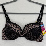 Maidenform Push Up Bra 36B Plunging Neckline Leopard Print Lace Underwire NWT Photo 0