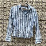 Vintage 90s Panhandle Slim long sleeve pearl snap blue stripe shirt smocked side Photo 0