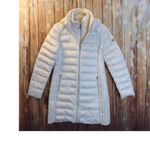 Michael Kors  Women White Packable Down Puffer Coat Removable Hood Long Jacket M Photo 6