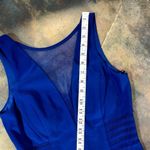 Morgan & Co. Blue Maxi Plunging V neck, Side Mesh Cutouts A Photo 10