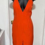 L’ Atiste Bright Orange Red Plunging Neckline Dress Size Medium Photo 1