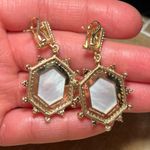 Judith Ripka 14K Sterling Silver Clad Diamonique & Mother of Pearl Earrings RARE Photo 13