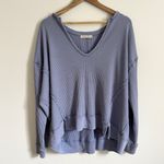 Free People Buttercup Thermal Top We The Free Blue Size Small Oversized Photo 1