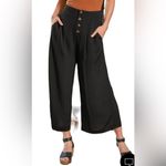 Lulus  Stroll on Over Black Button-Front Wide Leg Pants Size M Photo 1