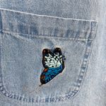 CB Casual 90s Y2K Mini Dress Chambray Denim Butterfly Embroidery Size Large Photo 3