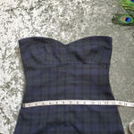 ZARA  Plaid Green/Blue Side Zippers Strapless Dress Photo 5