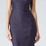 Reiss  Bridge Navy Blue Dotted Cap Sleeve Sheath Dress UK 10 USA 6 Photo 0