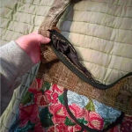 Boho Embroidered Shoulder Bag Floral Hippie Purse Broken Zipper Earthy Tones y2k Pink Photo 2