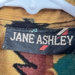Jane Ashley VTG  Gauze Top Blouse Button 3/4 Sleeves Beaded Western Aztec Artwear Photo 1