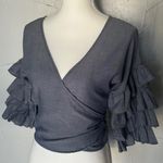 Haute Monde Ruffle Wrap Blouse — Bold Sleeves, Luxe Texture. Photo 8