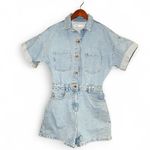 ZARA  Denim Short Sleeve Button Up Romper Photo 9