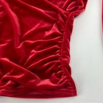 VTG MSK Women Red Velvet long sleeve wrap top side gathered shoulder pads 1X Photo 8