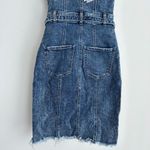 Retrofete Dress Womens XS Denim Fitted Belted Festival Boho Fringe Cowgirl Jean Blue Photo 9