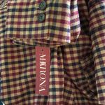 Merona VTG Camel/Red Plaid One Button Blazer Size 12 Lined Shoulder Pads Fall Preppy Photo 7
