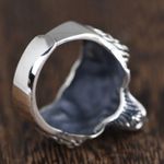 925 Silver Plated Adjustable Wolf Head Ring for Men Women,Punk Hip Hop Ring Photo 2