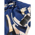 Ralph Lauren New Navy Satin Geometric Print Charmeuse Wide-Leg Palazzo Pants XS Photo 3