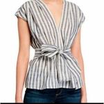 Max Studio  blue and white striped sleeveless V-neck wrap blouse NWOT Photo 5