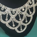 Stunning Prom Bridal Formal Wear Silver and Rhinestone Statement Bib Necklace Photo 2