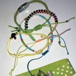 Lot of 5 Colorful Green Yellow Shroom Boho Beaded Adjustable Bracelets Photo 6