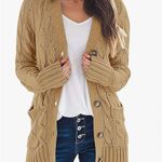 Merokeety  Khaki Cable Knit Cardigan Photo 3