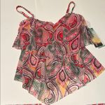 🇺🇸Beach house Paisley NWT swim tankini ruffle layered tiered bathing suit top 8 Pink Photo 0