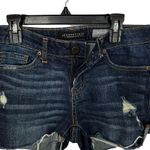 Aeropostale  Juniors Sz 0 High Rise Shorty Distressed Denim Jean Shorts Dark Wash Photo 3