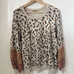 Wit & Wisdom Leopard Print Studded Blouson Sleeve Sweatshirt Casual Fall 3X Photo 1