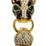 VTG Black Enamel Panther Door Knocker Bangle Bracelet Hinge Ciner Style Gold Photo 1