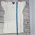 J.Crew  Vintage rib ruffle boatneck tank top Ivory S NWT‎ Photo 10