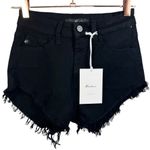 NWT KanCan High Rise Distressed Raw Fringe Hem Denim‎ Jean Shorts 0/23 Black Photo 7