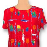 Spiegel Vintage Red Floral Rayon Maxi Dress Size 14 Made in USA Eclectic Artsy Photo 1