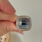 Blue Square Cushion Checkerboard Cut Silver Ring “Cinderella” Masculine Statement Jewelry Photo 9