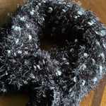 Vintage Black & White Fluffy Polka Dot Scarf Photo 0