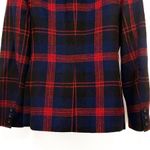 Vintage Plaid Check Tartan Tailored Wool Blazer Suit Jacket Red Blue Black Size M Photo 5