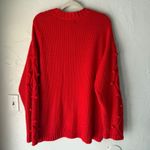 Ava & Viv Women's 2X Red Cable Knit Pom Pom Pullover Sweater Plus Size Photo 7