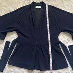 The Fold London Clever Crepe Kimono Jacket Short Sleeve Tie Waist Navy Sz 8 Blue Photo 10