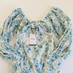 En Saison Claire Floral Blue Eyelet Open Front Long Sleeve Mini Dress Sz Medium Photo 2