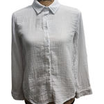 Olive & Oak Womens Shirt Size Small White Crinkle Gauze Button Up Textured Photo 0