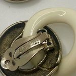Givenchy Vintage 1980s Rhodium-Plated Ivory Enamel Figure-8 Clip Earrings Photo 6