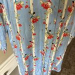 Victoria's Secret Cute Novelty bird floral blue striped silk viscose button down night shi…​​ Photo 2