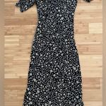 AFRM Black Ditsy Daisy Floral Plunge V Neck High Low Maxi Midi Dress — L Multiple Size L Photo 9