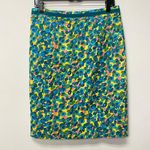 Boden USA Boden Pencil Skirt Womens 8R Chartreuse Blue Green Floral Lined Back Slit Zipper Photo 0