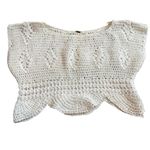 Free People  Size M Crocheted Boxy Crop Top Ivory White Beach Hippie‎ Cottagecore Photo 1