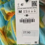 ZARA sz M green yellow strapless floral corset crop top NWT Photo 7