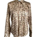 Ralph Lauren leopard print women’s button up cotton shirt size large petite Photo 0