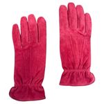 Vintage Red Suede Leather Winter Gloves | Soft Fleece Lining | Fits Large Photo 9