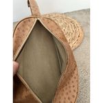 Vtg Ostrich Embossed Avocado Sling Bag Western Tan Zipper Clutch Country Ranch Brown Photo 6